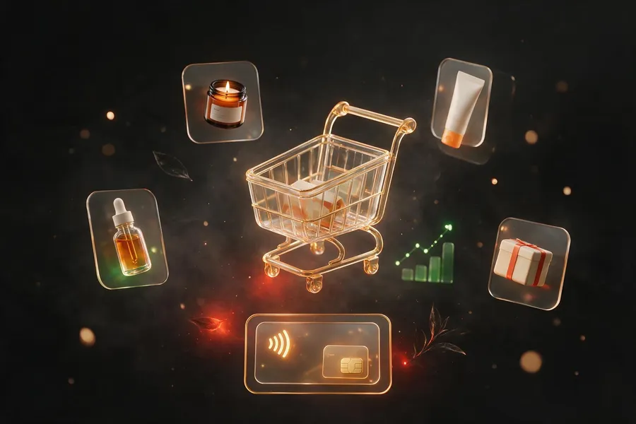 Stylized e-commerce and WooCommerce project illustration